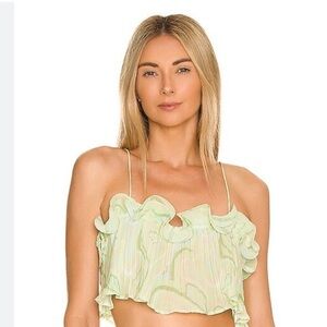 ronny kobo sanabelle  top in sage multi swirl print m new with tags